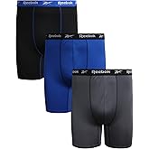 Reebok Mens Boxer Briefs - 3 Pack 7'' Inseam Stretch Performance Big & Tall Mens Underwear Boxers with Contour Support Pouch