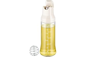 NiHome Glass Salad Dressing Shaker Bottle 500ml, BlenderBall Wire Whisk for Powerful Mixing, Auto-Seal Spout, Dual Measuremen