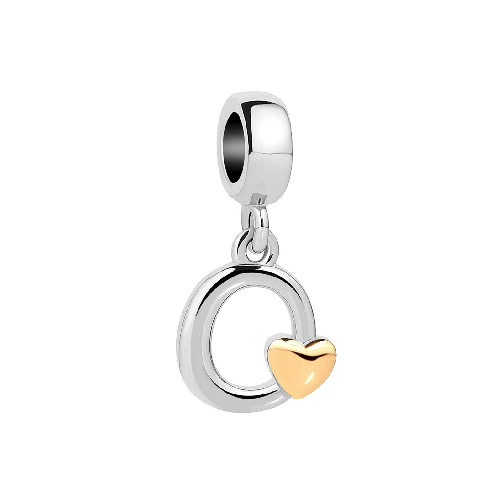 O Initial Letter Gold Heart Charm for Pandora Charms Bracelets Name Alphabet Birthday Jewellery Gift for Women Daughter Granddaughter Sister Friendship
