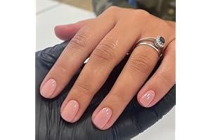 DULYORK 24Pcs Press On Nails Short Square Fake Nails Nude Pink Nails Press Ons Acrylic False Nails With Artificial Glossy Designs Full Cover Glue On Nails Short Stick On Nails For Women Girls