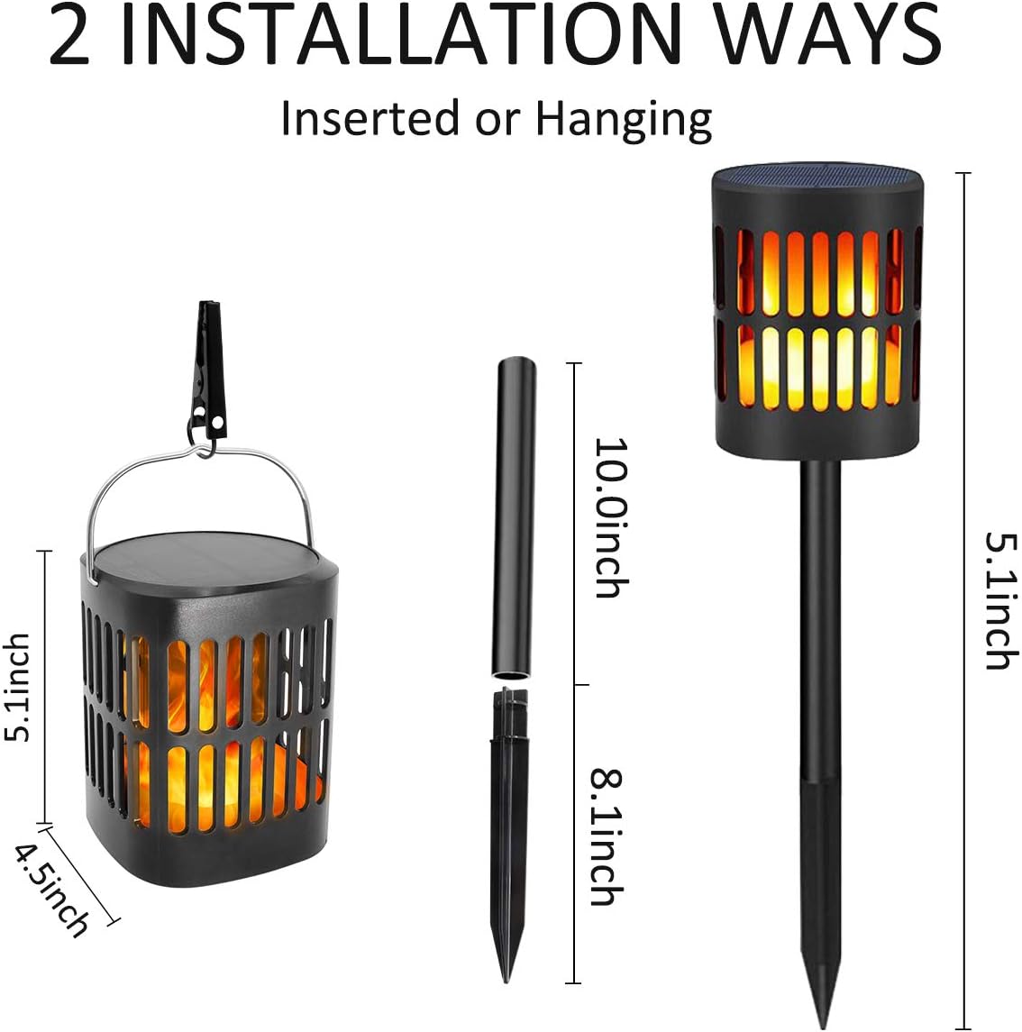 Solar Lantern Lights Outdoor Hanging Decorative -Solar Flame Torch Landscape Pathway 96 Led Waterproof Tabletop Lights Auto On/Off  for Path,Camping,Garden,Patio,Deck,Yard: Home Improvement