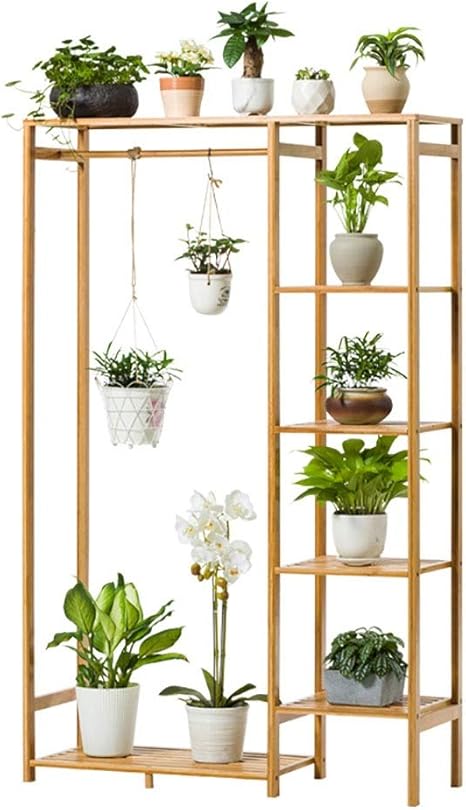 Amazon Co Jp フラワーポットスタンド 多機能バスケットジューシーなフラワースタンドハンギンググリーンディルを床に立っ ガーデンバルコニーに適しています 色 Wood Color Size 90x145cm ホーム キッチン