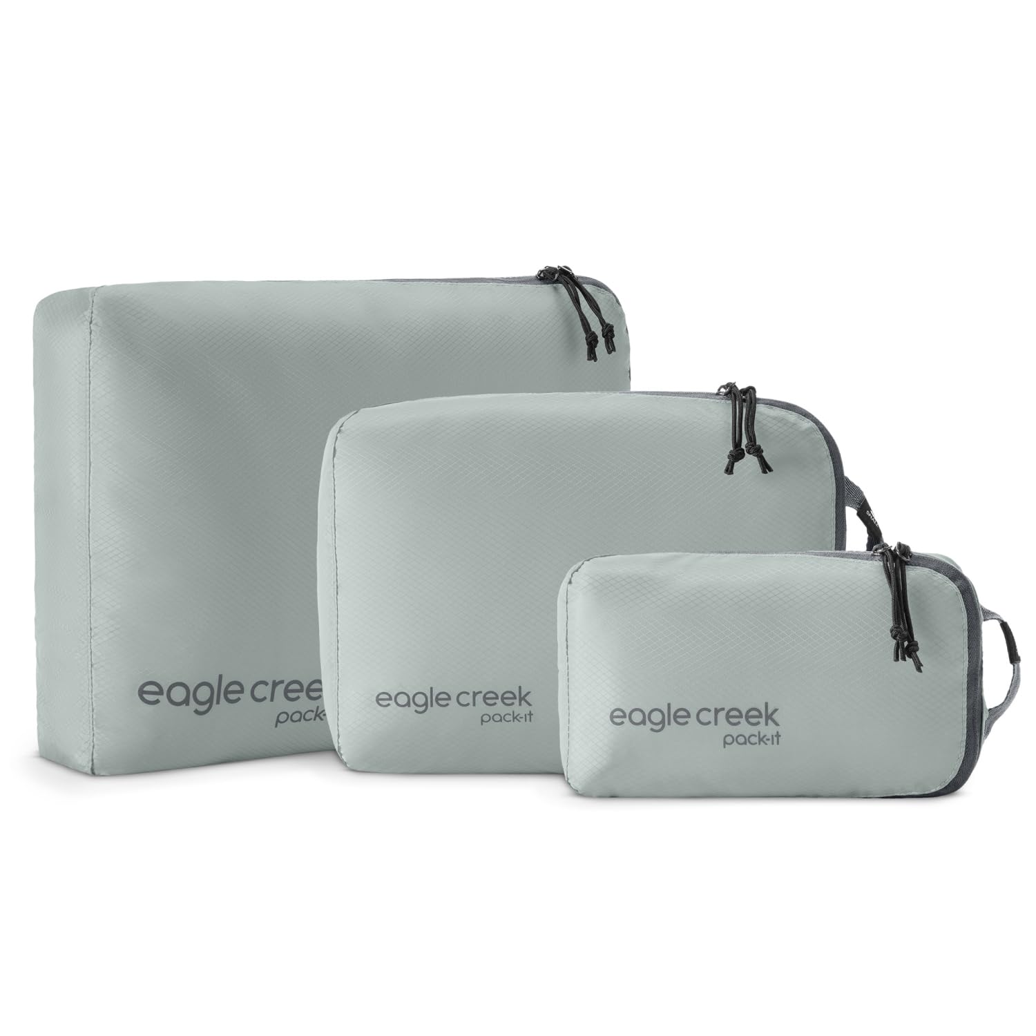 Eagle Creek Pack-It Isolate Cube Set - Compression Packing Cubes for Stackable Storage - Convenient Top Handle - Easy Grab Zipper Pull - Storm Grey - XS/S/M - 3