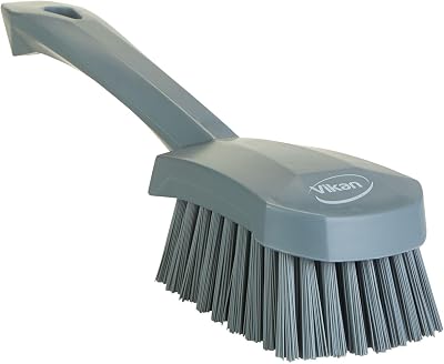Vikan 419288 Short Handle Scrubbing Brush Stiff Gray