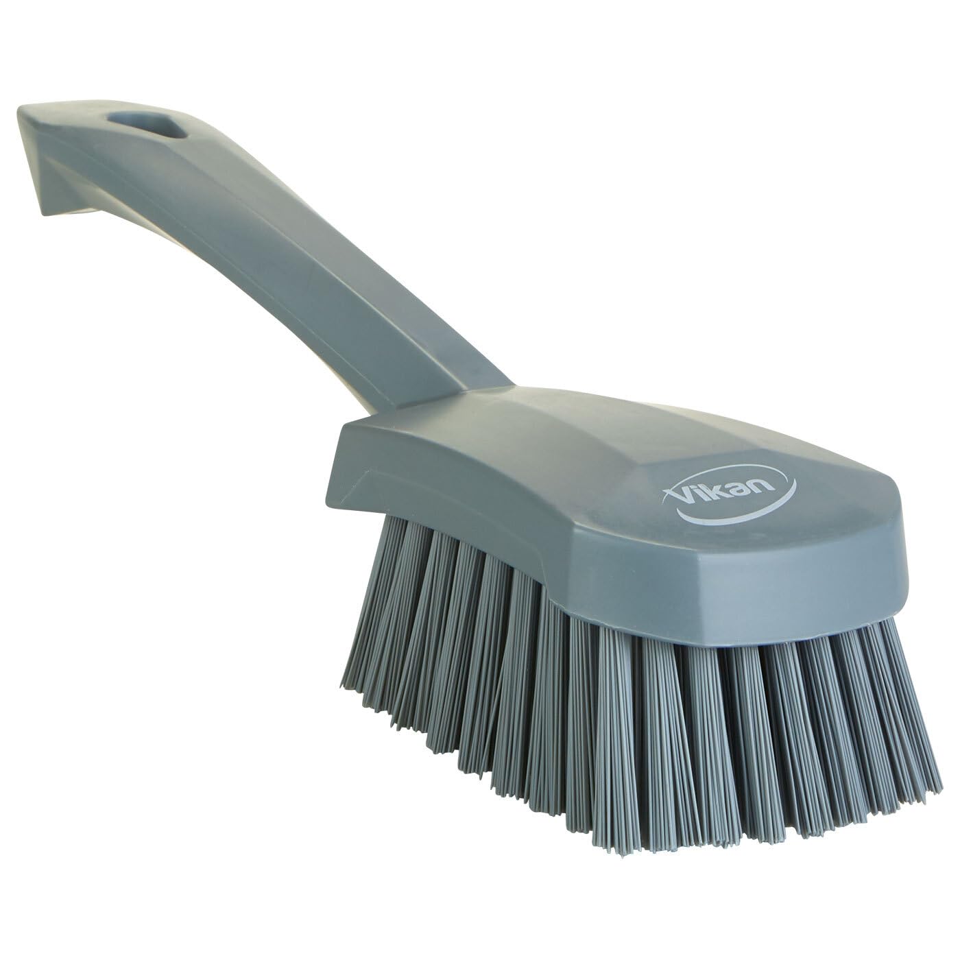 Vikan 419288 Short Handle Scrubbing Brush- Stiff - Gray