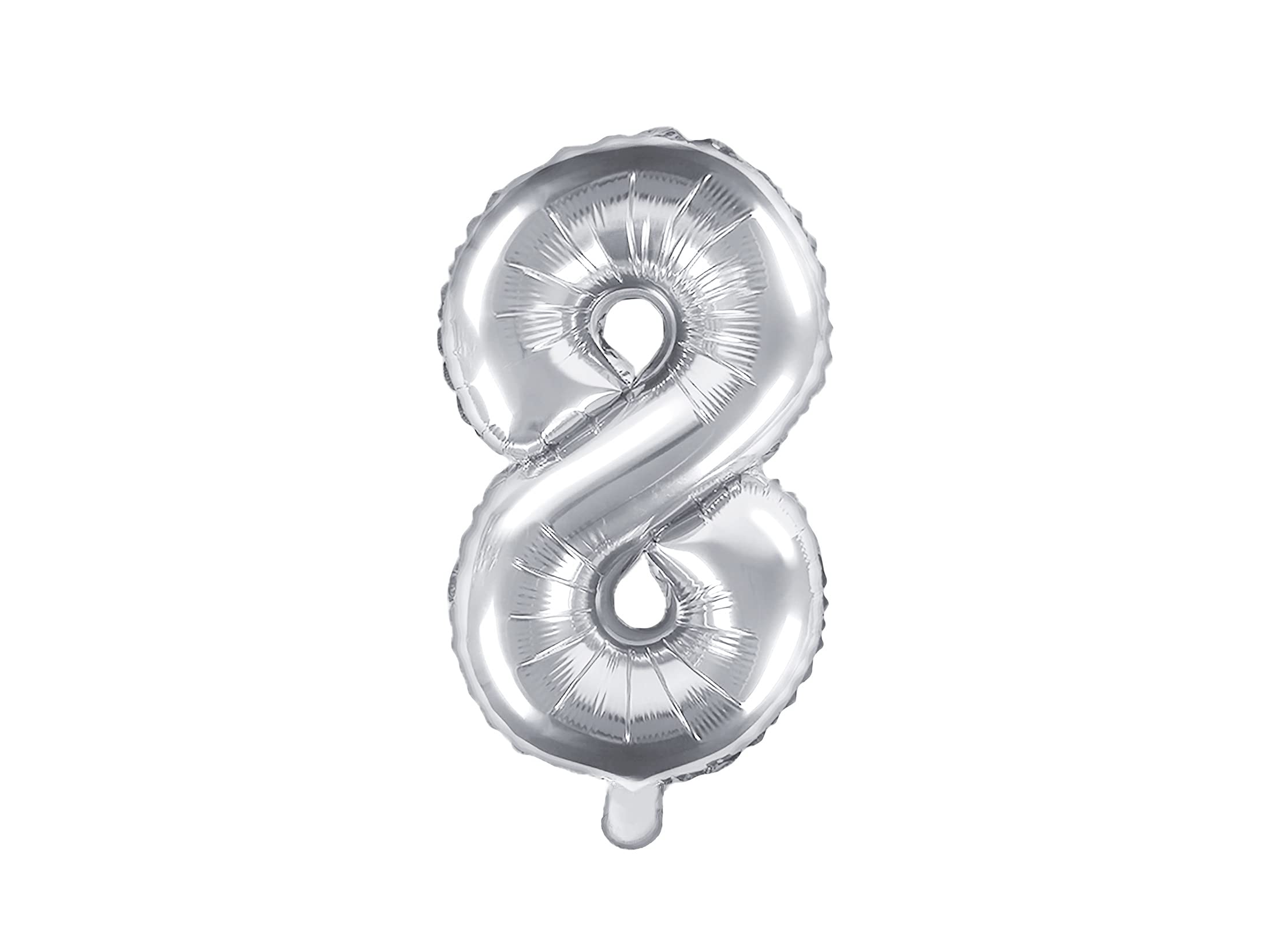 PartyDeco Mylar Balloon Number 8 Eight Silver 35cm Birthday Adult Child