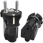 Type E/F Germany European Travel Adapter, International Power Plug 220V | US to Most of Europe EU German Russia French Norway Iceland Greece Korea Spain (2 Pack)