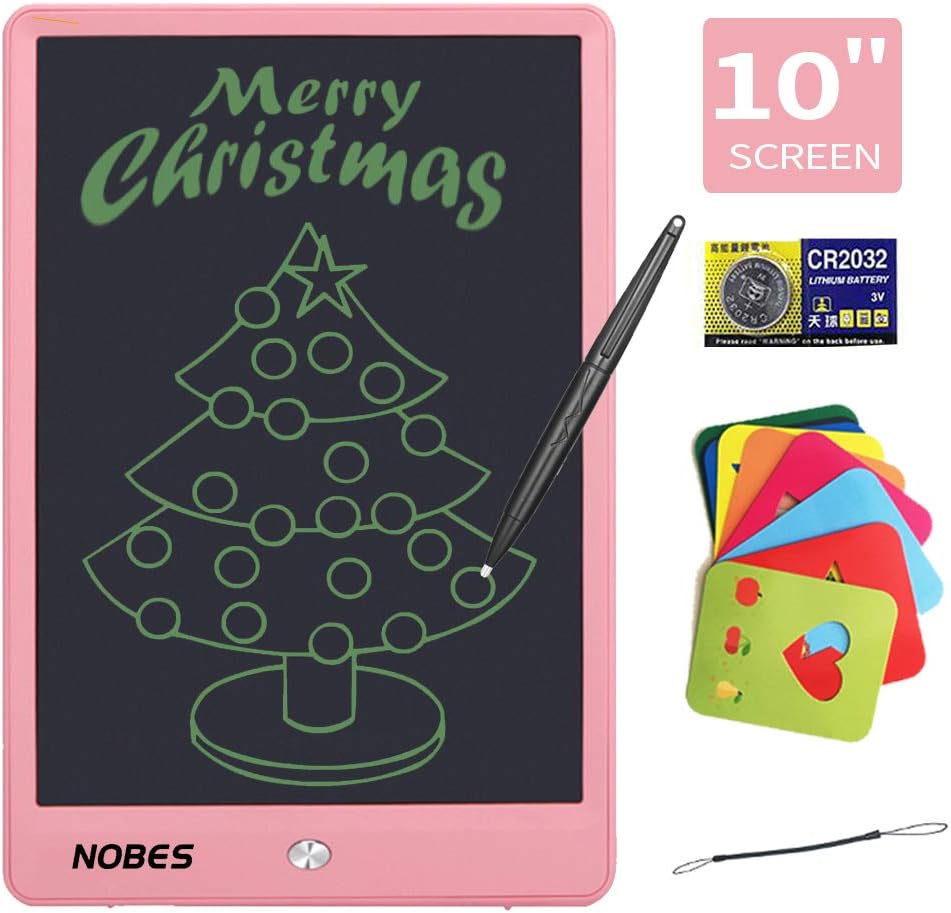 NOBES 10-inch LCD Writing Tablet Electronic Writing Board Digital eWriters Drawing Board Graphic Drawing Tablet Durable Portable Scribble Board Memo and Kids Learning Toys (Pink)