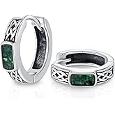 925 Sterling Silver Earrings Celtic Knot Earrings For Men Turquoise/Malachite/Opal/Abalone Shell Hoop Earrings