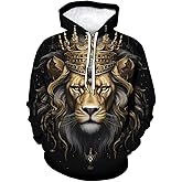Snbidmk Lion Hoodie Animal 3D Pattern Sweatshirt Hooded Pullover with Pocket