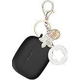 Ziseyoru Case Cover Compatible with JBL Vibe Beam/JBL Vibe 200TWS, Soft Silicone Earbuds Case with Bling Keychain Accessories Shockproof Protective Cover for Women Girl (Black)