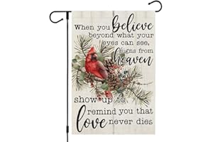 CROWNED BEAUTY Winter Cardinal Garden Flag 12x18 Inch Small Double Sided Yard Decorative Holiday Seasonal Outside Welcome Burlap Farmhouse Decoration
