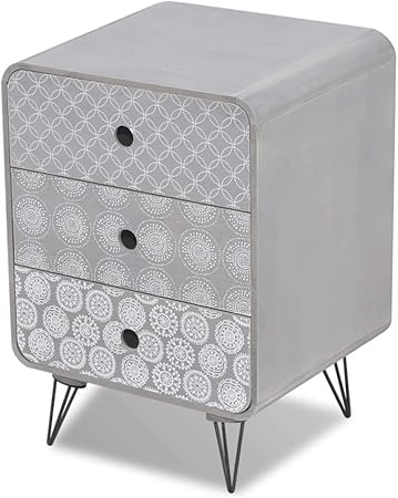 Vidaxl Side Cabinet With 3 Drawers Grey Bedside Nightstand Telephone Stand Amazon Co Uk Kitchen Home