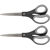 Fiskars 8" Everyday Titanium SoftGrip All Purpose Scissors, 2-Pack | Titanium Blades Stay Sharp Longer, Home, Arts &amp; Crafts, and Office Scissors for Cutting Paper, Cardboard, Photos &amp; More, Gray