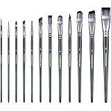 Transon Artist Paint Brush Set of 12 for Watercolor Acrylic Gouache Oil and Tempera Painting
