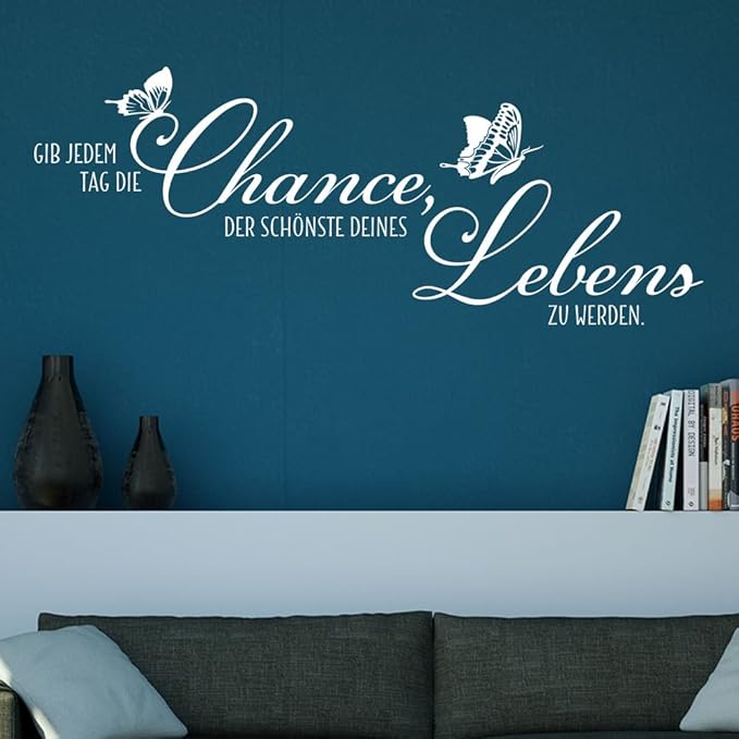 KLEBEHELD® Wandtattoo Spruch Gib jedem Tag die Chance. Wohnzimmer