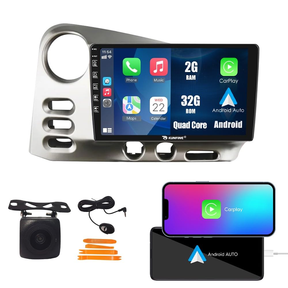 Kunfine Car CarPlay Android Auto Navigation Stereo GPS Radio Reverse Camera Display 9