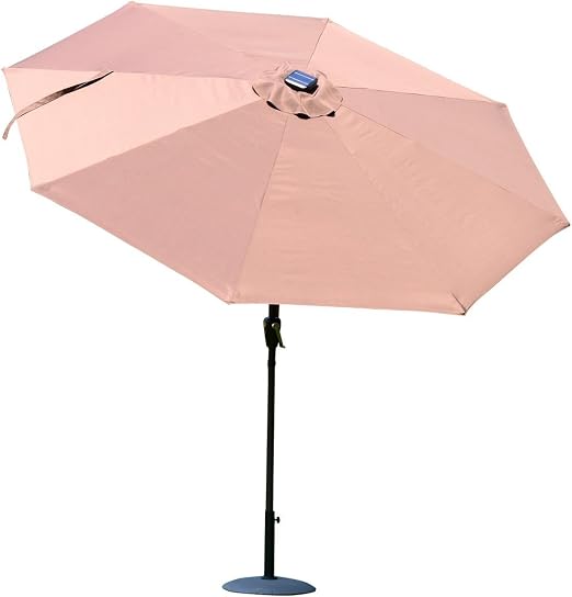 Outsunny 9 Solar Led Patio Umbrella Outdoor For Market And Gardensunshade W Bluetooth And Speaker Coffee Amazon Ca Patio Lawn Garden