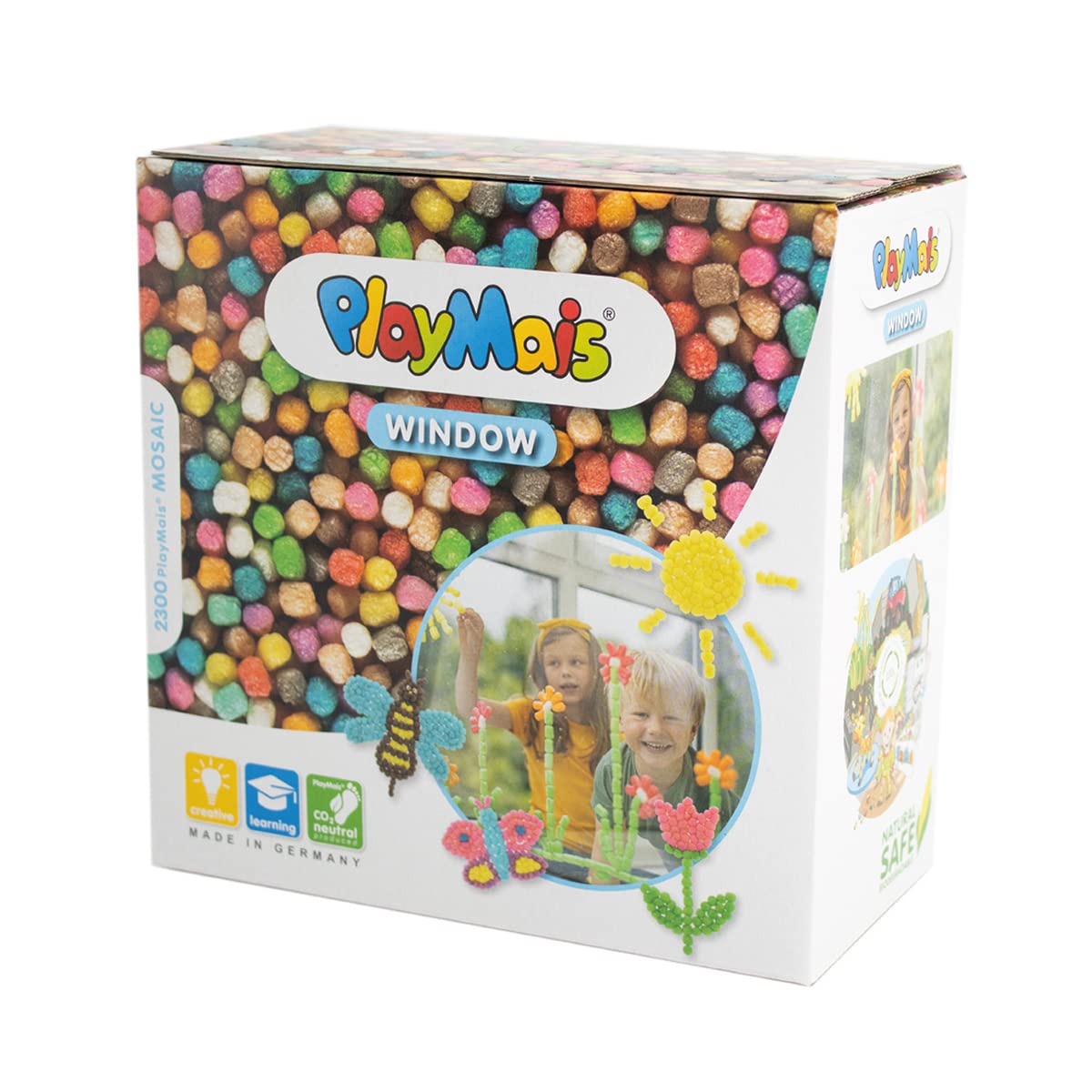 PlayMais Window Spring/Summer Craft kit for Kids from 3 Years I 2300 Colored PlayMais Mosaic Format I Natural Toy I stimulates Creativity & Motor Skills I Gift for Girls & Boys
