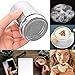 2 Stainless Steel Powder Shakers, SENHAI Mesh Shaker Powder Cans for Coffee Cocoa Cinnamon Powder with Lid, with 16 pcs Printing Molds Stencils