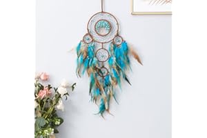 DREAMOCEAN Dream Catcher, Handmade Dreamcatcher with Healing Crystal Stone, Tree of Life Dream Catchers Hanging Ornament for Home Bedroom Birthday Party, Perfect Craft Gift for Kids