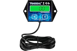 Yooreal Digital Backlight Tachometer Hour Meter,Resettable Hours,Replaceable Battery Engine for Lawn Mower Generator Chainsaw