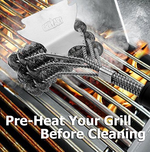 GRILLART Grill Brush and Scraper Bristle Free - Safe Barbecue Grill Brush - 18'' Best Stainless Steel BBQ Accessories Cleaner for all grill Grates BBQ Grill Brush for Grill Wizard