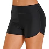 HODOSPORTS Women's 3" High Waisted Swim Board Shorts UPF50+ Quick Dry Swimsuit Bikini Bottoms with Liner