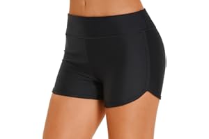 HODOSPORTS Women's 3" High Waisted Swim Board Shorts UPF50+ Quick Dry Swimsuit Bikini Bottoms with Liner