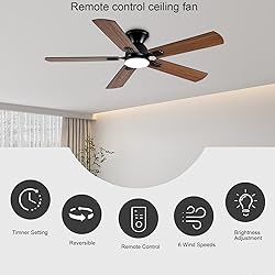 GJeg Ceiling Fans with Lights, 52 Inch Low Profile