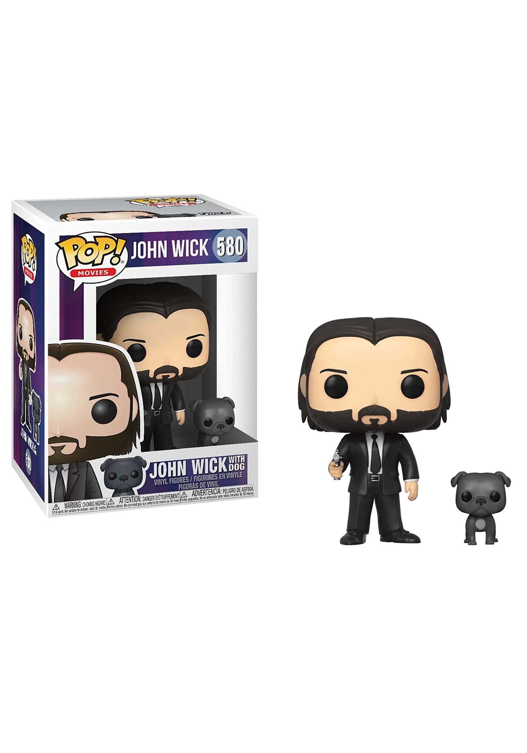 Funko 47238 POP Movies Wick-John in Black Suit , Not appropriate for children under the age of 3, w/Dog Other License Collectible Toy, Multicolour