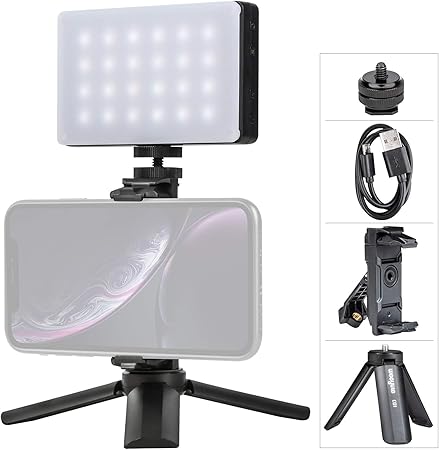 Amazon Viltrox 小型ビデオライト Led撮影ライト Rb08セット 卓上ライト コンパクト 超軽量 卓上三脚 スマホホルダー同梱 Usb充電式 3000mah大容量バッテリー 2500k 8500k Cri95 調光可能 ディフューザー付き 自撮り Web会議 Zoom テレワーク Vlog ライブ配信