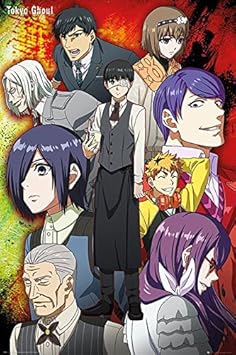 Close Up Tokyo Ghoul Poster Charaktere (61cm x 91,5cm) + 2 St. Schwarze Posterleisten mit Aufhängung