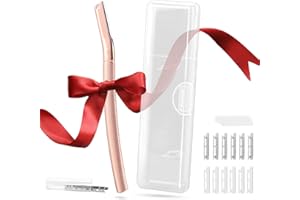 AIBRIT PRO Eyebrow Razor for Women, Metal Dermaplane Tool for Face Women, Professional Face Razor with Protective Cap (A1-Rose Gold (12 replaced blades))