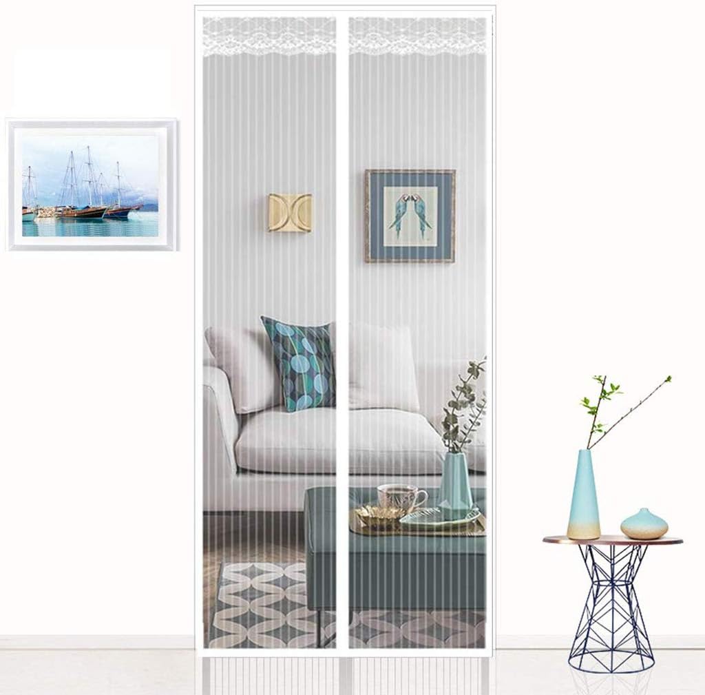 HMHD Magnetic Fly Screen Door Mosquito Screen Breathable Mesh Easy To Install for Back Doors, Front Doors, Patio Doors - NQ035-White-105x210cm(41x89inch)
