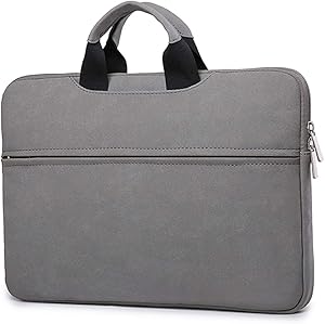 Leather Laptop Sleeve Bag Compatible with 15.6 inch Acer Aspire, Predator, Toshiba, Inspiron, ASUS P-Series, HP Pavilion, Chromebook Notebook, Polyester Vertical Case Cover with Pocket, Gray