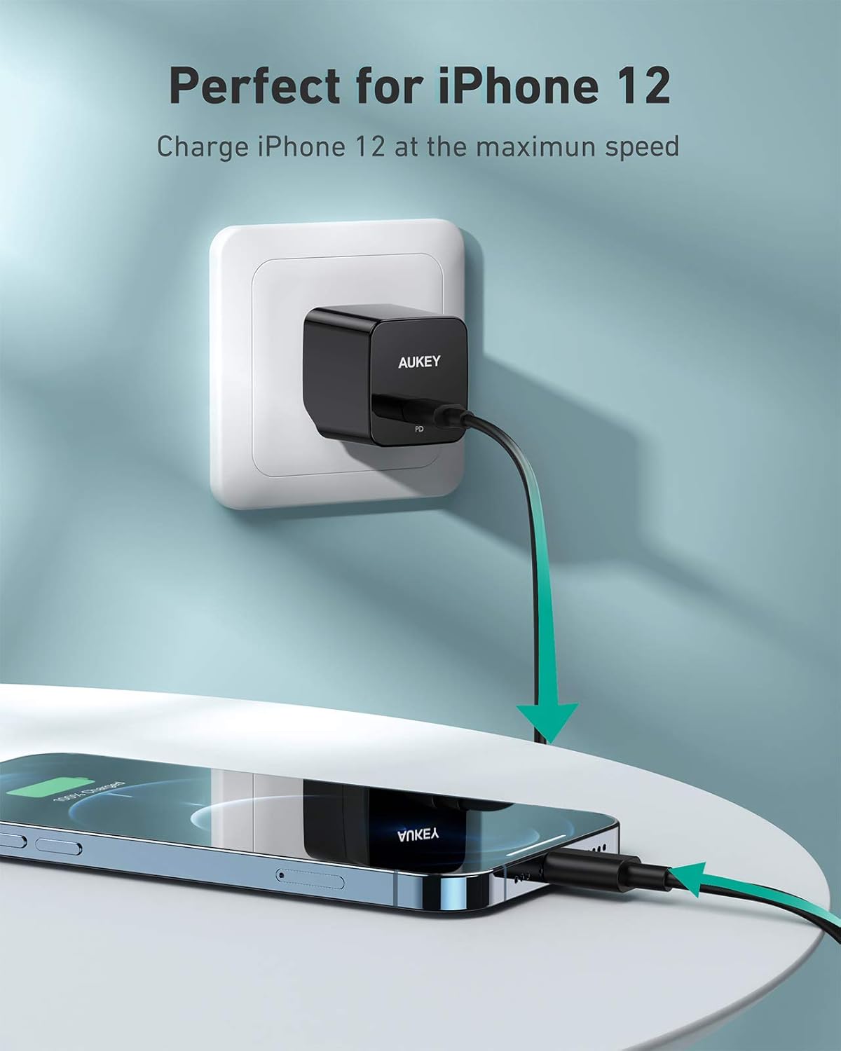 USB C Charger, AUKEY Minima Fast Charger with Foldable Plug, Ultra Compact USB C Wall Charger for iPhone 12/ 12 Mini/12 Pro Max, AirPods Pro, Samsung, Pixel 4-Black (Cable Not Included)