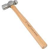 GreatNeck BP12 Ball Peen Hammer with 12 Oz. Drop Forged Steel Head | Genuine Hickory Handle, Metalworking Tool, For Riveting, Shaping, And Bending Metal, Fully Polished, Won't Rust
