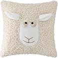 OiseauVoler Decorative Fuzzy Sheep Throw Pillow Covers Craft Animal Square Accent Fluffy Pillowcases Cushion Cover for Sofa Couch Farmhouse Kids Bedroom Home Decor 18x18 Inch