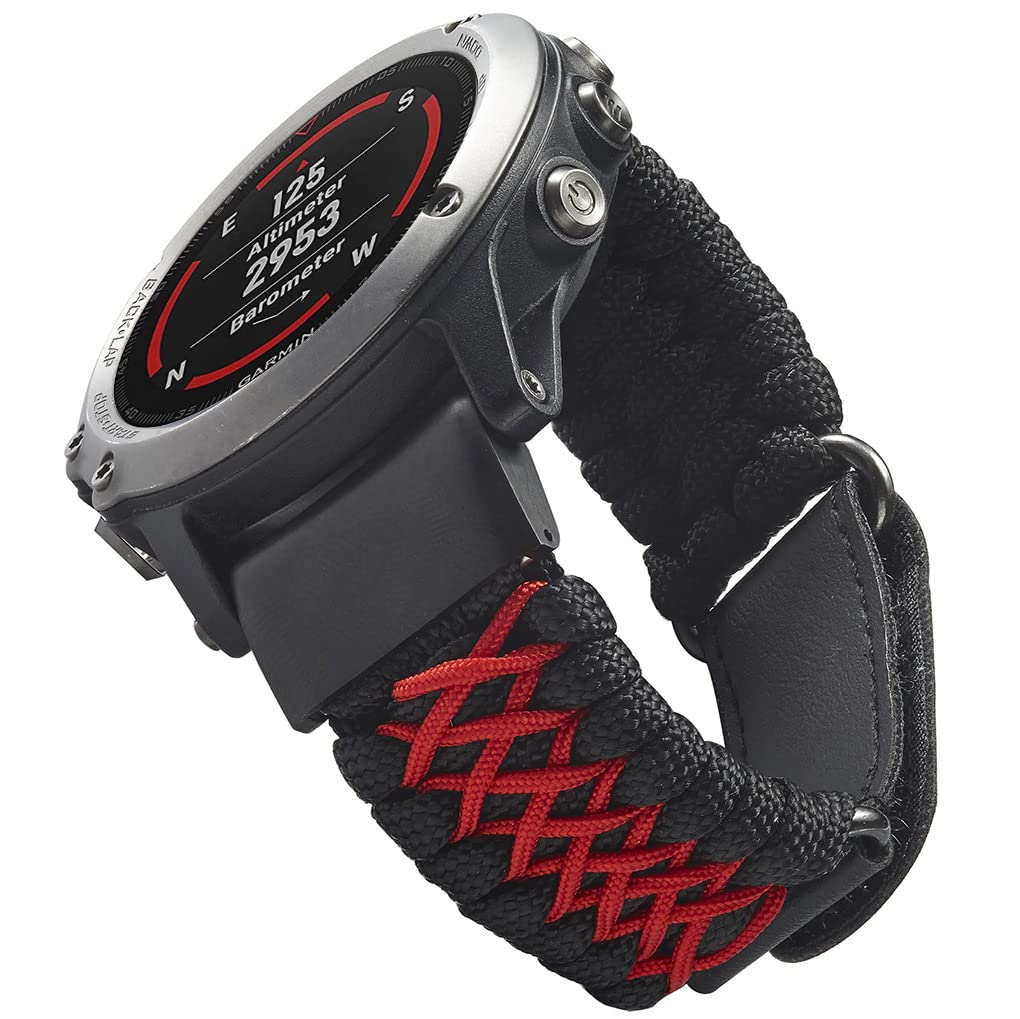 Onewly Compatible with Garmin Fenix 5X Strap,26mm Paracord Quick Release Easy Fit Watch Strap for Garmin Fenix 7X/Fenix 6X/6X Pro/Fenix 5X/5X Plus/Fenix 3/3HR/Sapphire/Enduro/Tactix Bravo(Large Size)