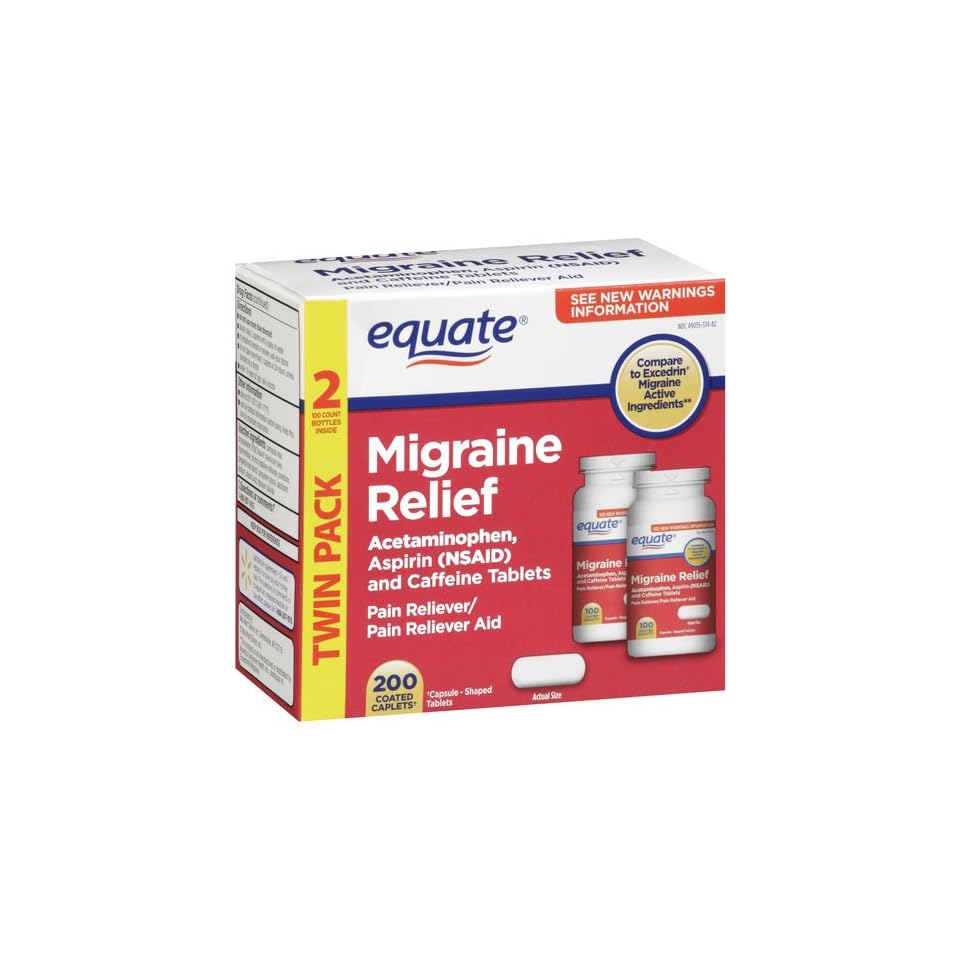 Equate Migraine Relief 200 Coated Caplets Compare to Excedrin Migraine