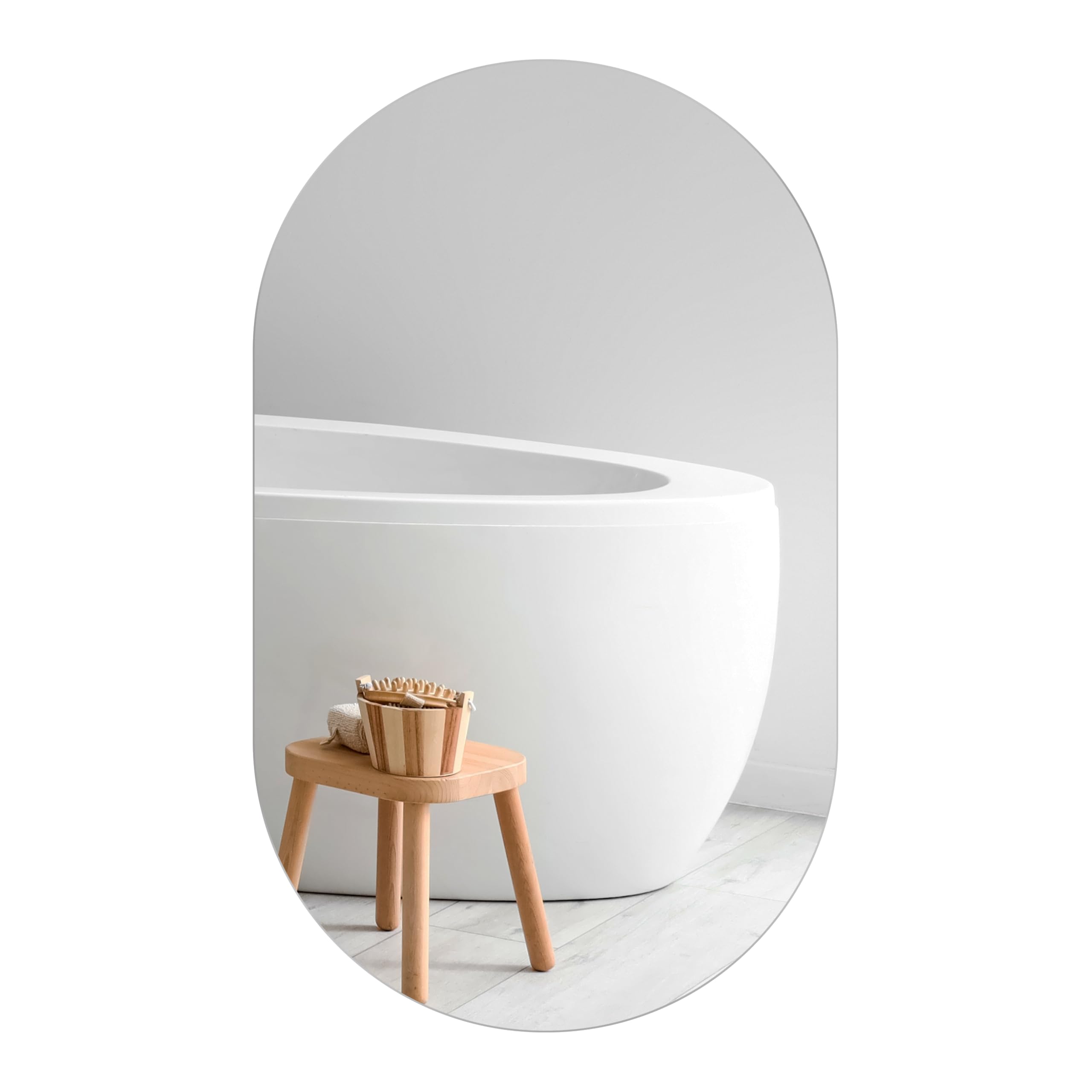 Home Selections 30 x 50cm Oval Bathroom Mirror, 300 x 500mm Frameless Wall Mounted Mirror with Polished Edge, Hangs Portrait and Landscape.