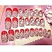 Dongcrystal 24Pcs 3D Bling Nail Art Jewelry Glitter Rhinestone Decor Nail Tips Red Fake Nails