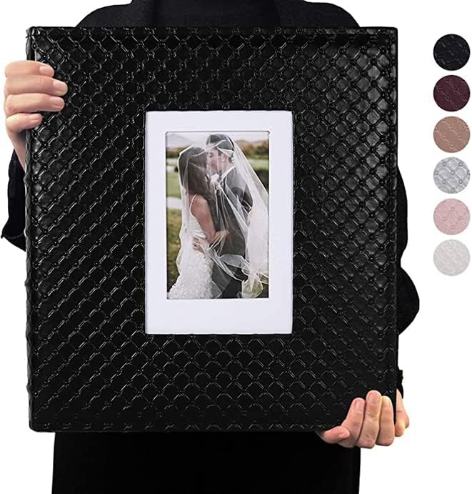 Photo Albums, Frames & Accessories - RECUTMS Photo Album 4x6 600 Photos Black Inner Page Button Grain Leather Big Capacity Pockets Pictures Album Birthday Christmas Wedding Anniversary (Black)