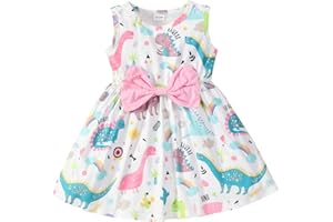 RETSUGO Little Girl A-Line Dresses Bowknot Dress for Baby Girls Casual Toddler Girl Dresses for Party Girl Dress 1-8 Years