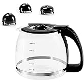 12-Cup Glass Coffee Carafe for Drip Coffee Makers,1.8L Universal Carafe Pot | Borosilicate Glass Replacement Pot with Handle &amp; 3 Snap-On Lid Sizes, Precise 4&ndash;12 Cup Markings, Heat-Resistant &amp; Easy-Clean