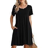 BELAROI Womens Summer Casual T Shirt Dress Loose Swing Tunic Dress Short Sleeve Sundress with Pockets