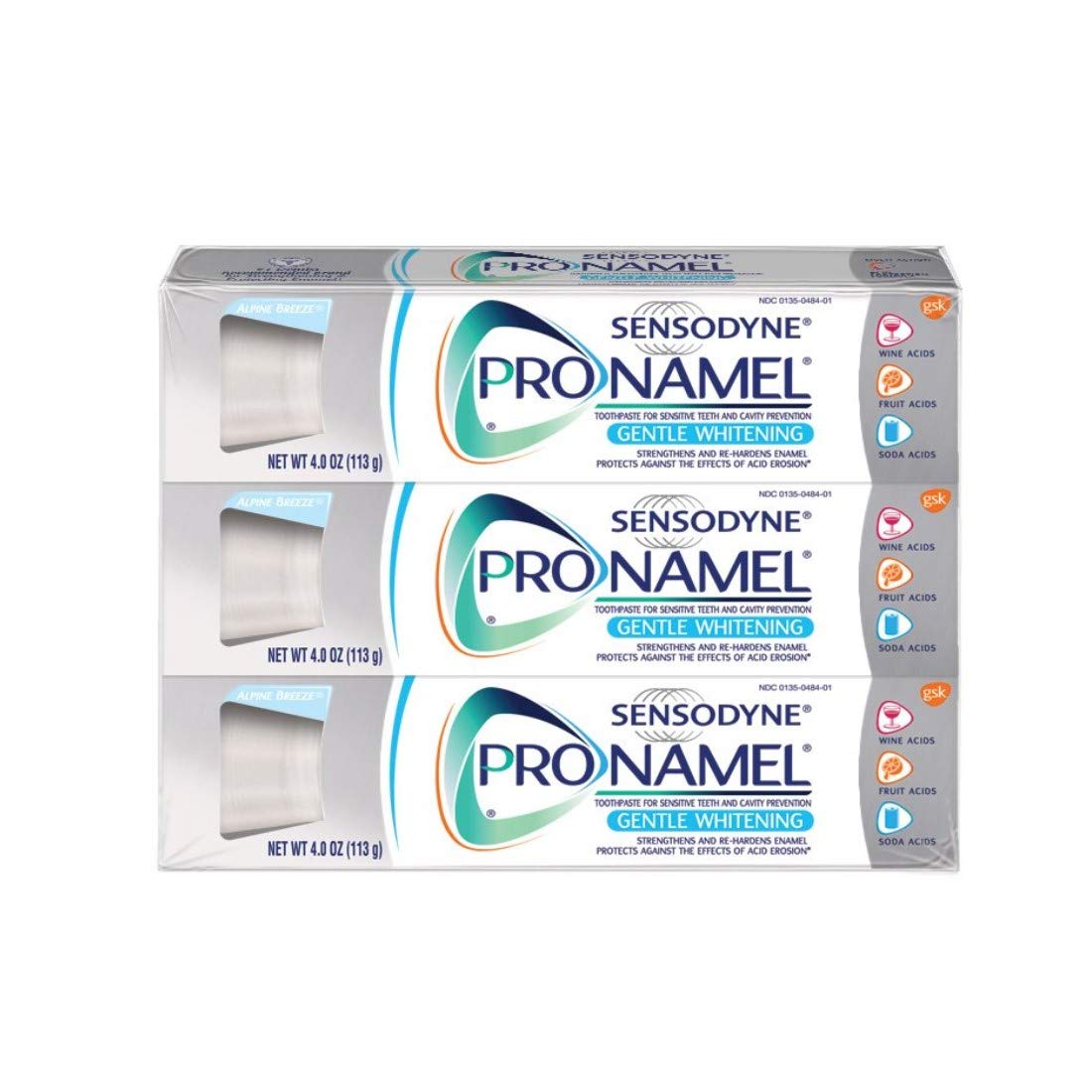 Sensodyne Pronamel Gentle Teeth Whitening Enamel Toothpaste for Sensitive Teeth, to Reharden and Strengthen Enamel, Alpine Breeze - 4 Ounces (Pack of 3) : Beauty