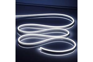 OWOFYDR White Neon Rope Lights 16.4ft/5m 6500K Neon Light Strip, 12V Flex Waterproof neon led Strip Silicone LED Strip Lights, for Kitchen Bedroom Indoor Outdoor Decoration （ No Adapter）