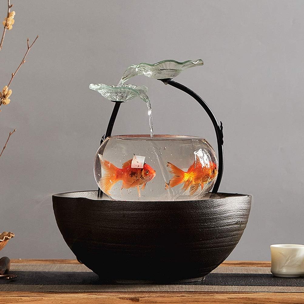 Amazon Co Jp デスクトップの滝 陶磁器の魚飼育用の水槽 小さい金魚飼育用の水槽の噴水 加湿器 居間の家のアクアリウム Color 1107 ホーム キッチン